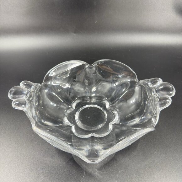 Antique Duncan Miller Glass Clear Dish Bowl Handles Manganese 365nm Green UV VTG - Picture 7 of 10